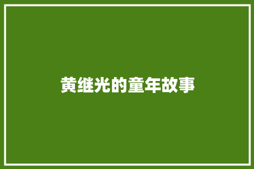 黄继光的童年故事