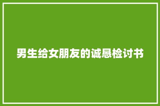 男生给女朋友的诚恳检讨书