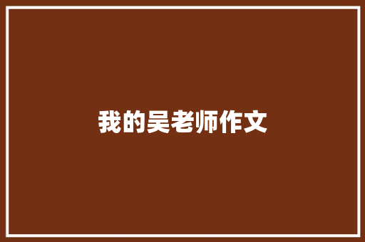 我的吴老师作文 商业文案
