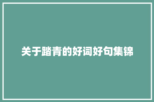 关于踏青的好词好句集锦 范文赏析