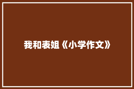我和表姐《小学作文》 报告写作