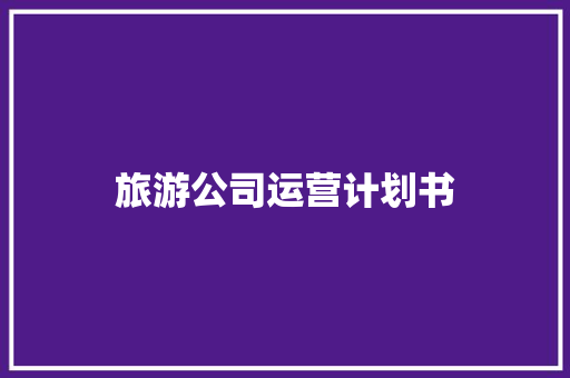 旅游公司运营计划书 商业文案