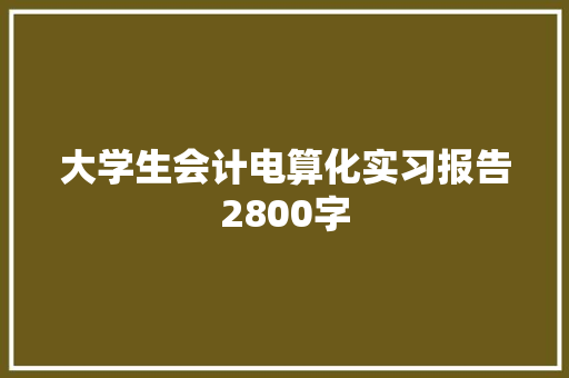 大学生会计电算化实习报告2800字 商业文案