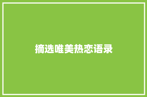 摘选唯美热恋语录