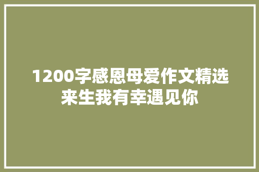 1200字感恩母爱作文精选来生我有幸遇见你 报告写作
