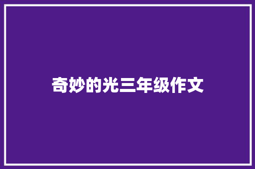 奇妙的光三年级作文 词汇积累