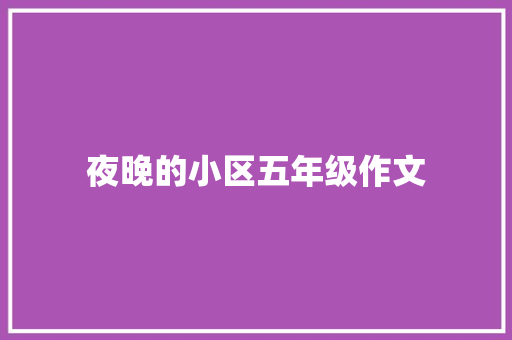 夜晚的小区五年级作文 词汇积累