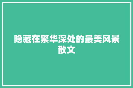 隐藏在繁华深处的最美风景散文 简历模板