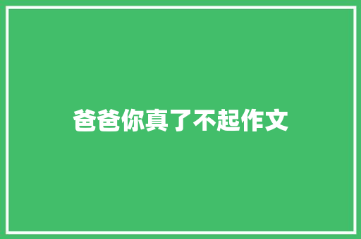 爸爸你真了不起作文 写作技巧