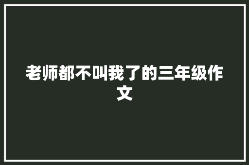 老师都不叫我了的三年级作文