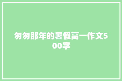 匆匆那年的暑假高一作文500字 写作素材