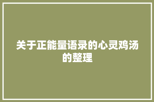 关于正能量语录的心灵鸡汤的整理