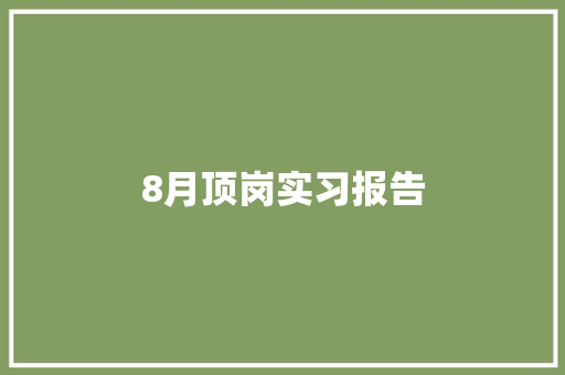 8月顶岗实习报告 范文赏析