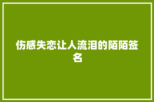 伤感失恋让人流泪的陌陌签名 商业文案