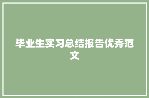 毕业生实习总结报告优秀范文 商业文案
