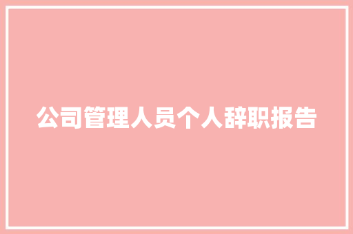 公司管理人员个人辞职报告 简历模板