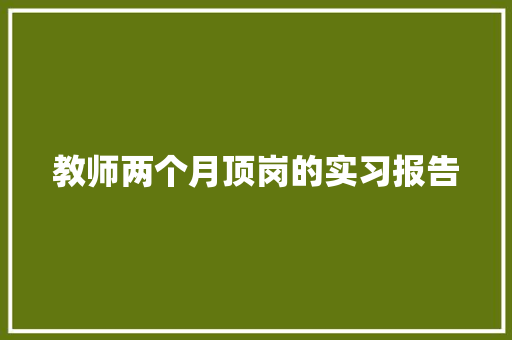 教师两个月顶岗的实习报告 简历模板
