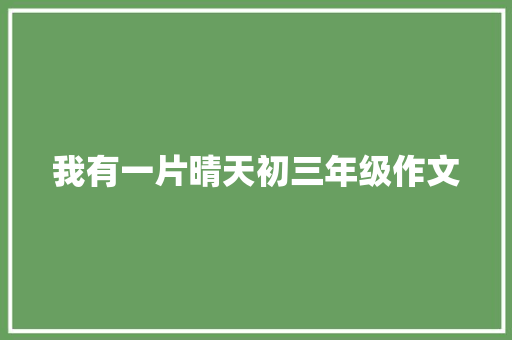 我有一片晴天初三年级作文