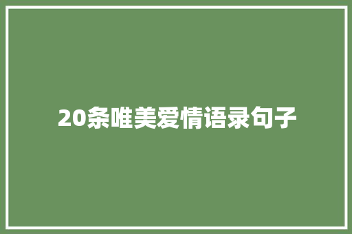 20条唯美爱情语录句子 简历模板
