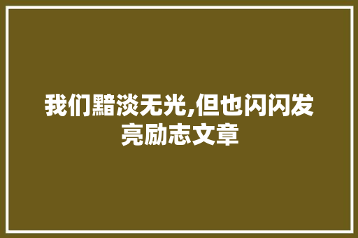 我们黯淡无光,但也闪闪发亮励志文章