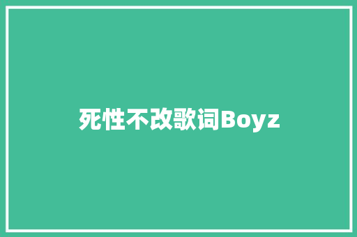 死性不改歌词Boyz