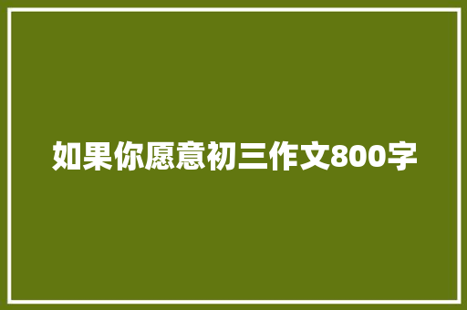 如果你愿意初三作文800字 词汇积累