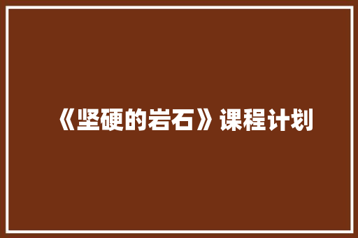 《坚硬的岩石》课程计划 写作技巧