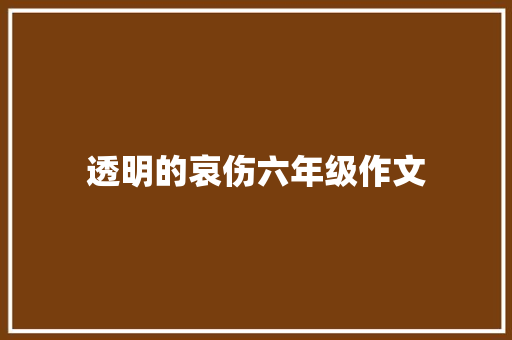 透明的哀伤六年级作文