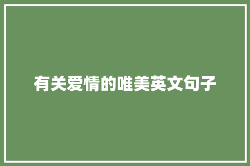 有关爱情的唯美英文句子 诗歌创作