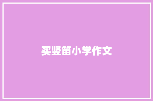 买竖笛小学作文
