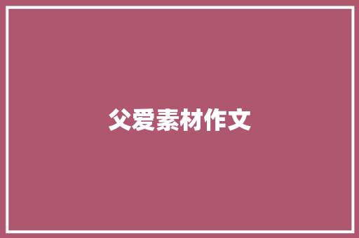 父爱素材作文 写作素材