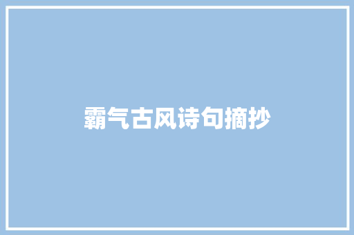 霸气古风诗句摘抄 简历模板