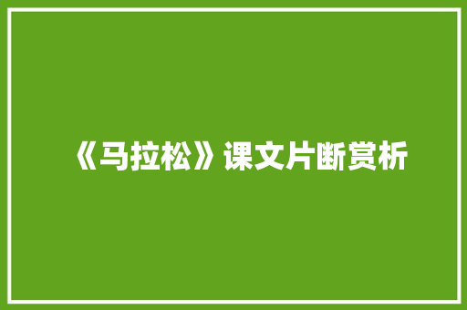 《马拉松》课文片断赏析 词汇积累