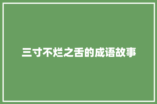 三寸不烂之舌的成语故事 范文赏析
