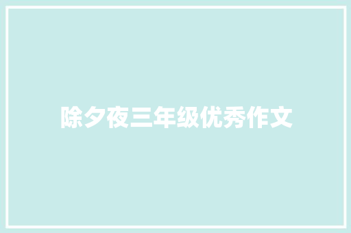 除夕夜三年级优秀作文