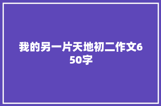 我的另一片天地初二作文650字