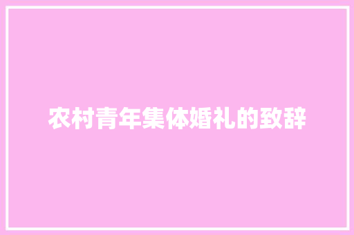 农村青年集体婚礼的致辞 商业文案