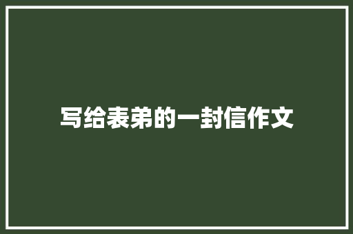 写给表弟的一封信作文 词汇积累
