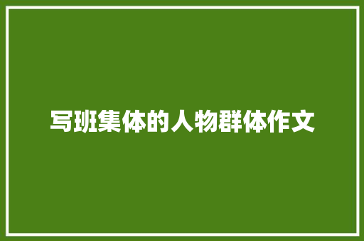 写班集体的人物群体作文