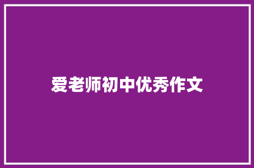 爱老师初中优秀作文