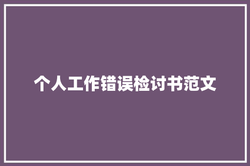 个人工作错误检讨书范文