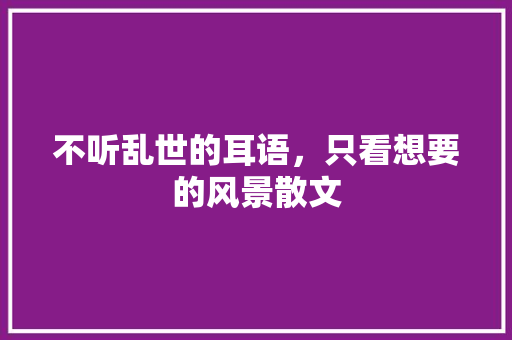 不听乱世的耳语，只看想要的风景散文 简历模板