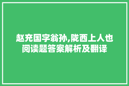 赵充国字翁孙,陇西上人也阅读题答案解析及翻译 写作技巧