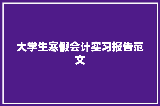 大学生寒假会计实习报告范文