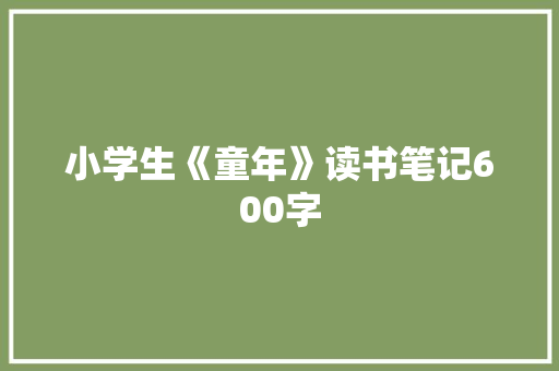 小学生《童年》读书笔记600字 报告写作