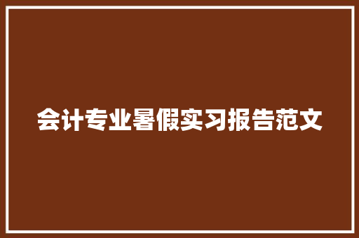 会计专业暑假实习报告范文 简历模板