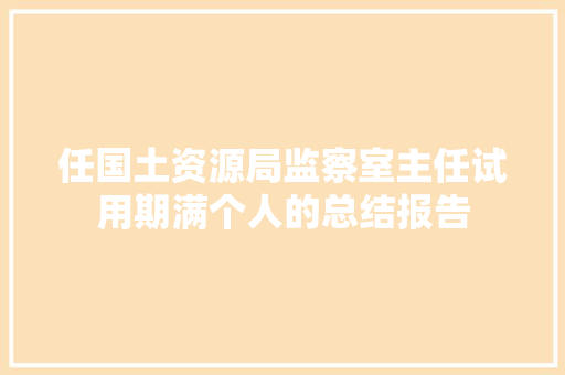 任国土资源局监察室主任试用期满个人的总结报告 报告写作