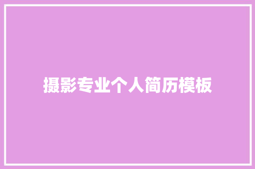摄影专业个人简历模板 诗歌创作