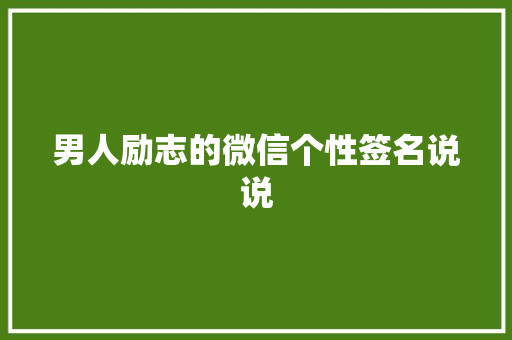 男人励志的微信个性签名说说 写作社区