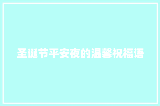 圣诞节平安夜的温馨祝福语 范文赏析